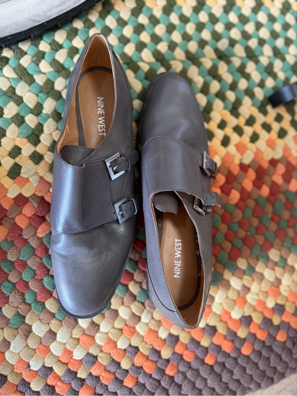 Nine West Dark Grey Double Monk Strap Oxfords